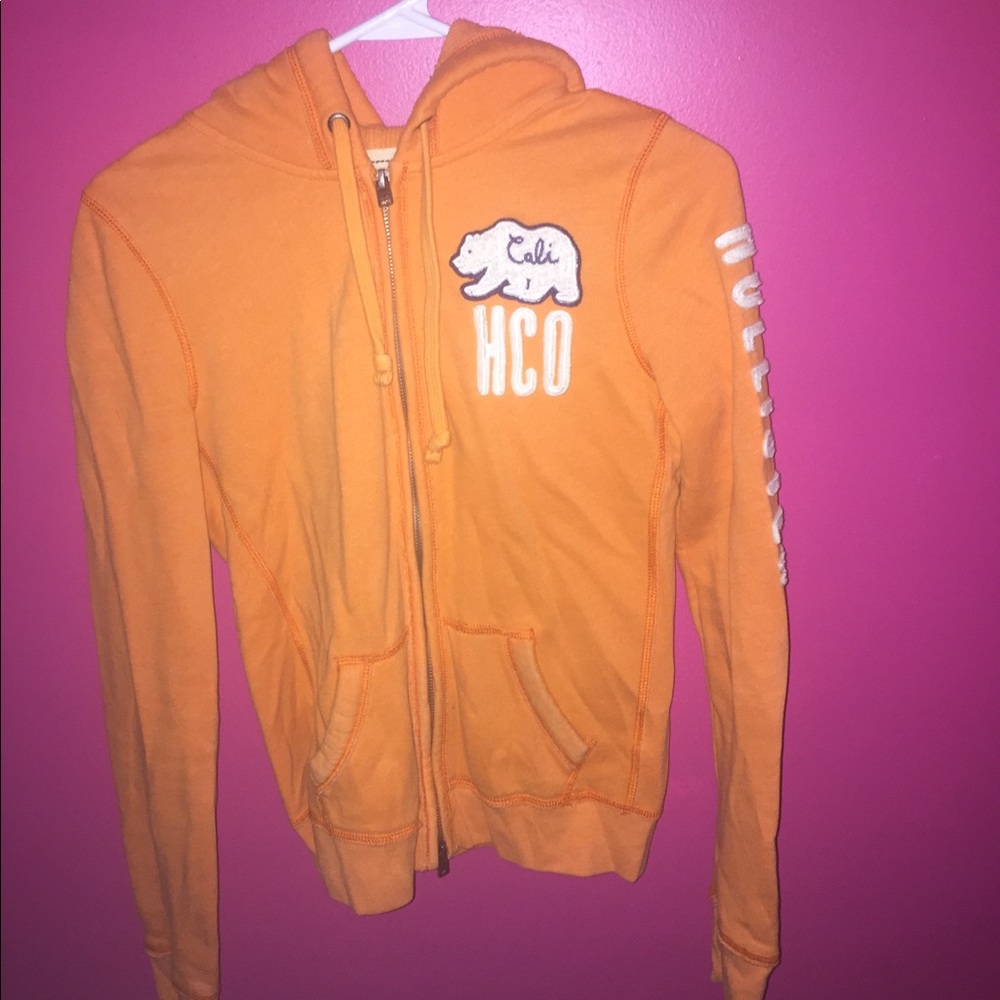Hollister Orange Zip-Up Hoodie